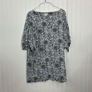 H&M blue and White floral cold shoulder Sleeve shift mini Dress